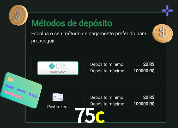 O cassino 75c oferece uma grande variedade de métodos de pagamento